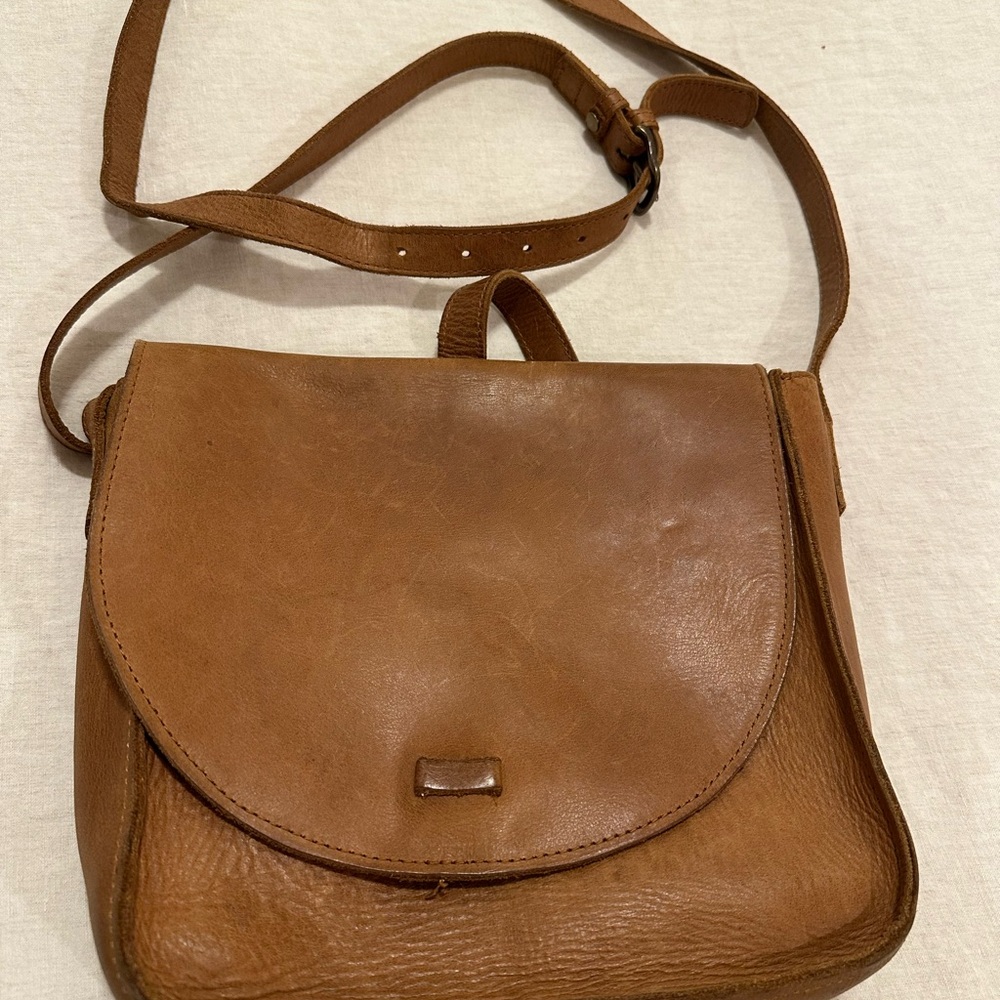 Able Tan Genuine Leather Crossbody Bag
